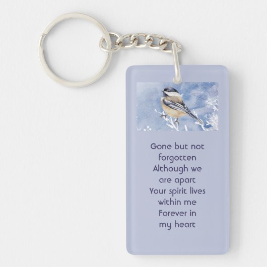 Memorial Chickadee Bird Winter Snow Tree Sleutelhanger (Voorkant)