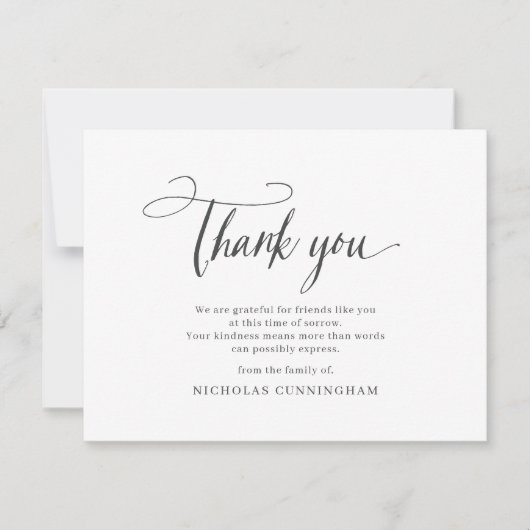 Memorial Classic Simple Cursive Typography Bedankkaart (Voorkant)