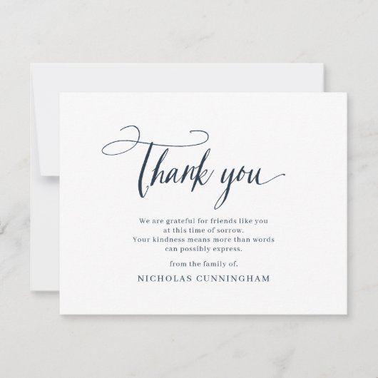 Memorial Classic Simple Cursive Typography Bedankkaart (Voorkant)