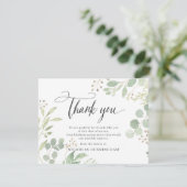 Memorial Classic Simple Greenerage Botanical Bedankkaart (Staand voorkant)