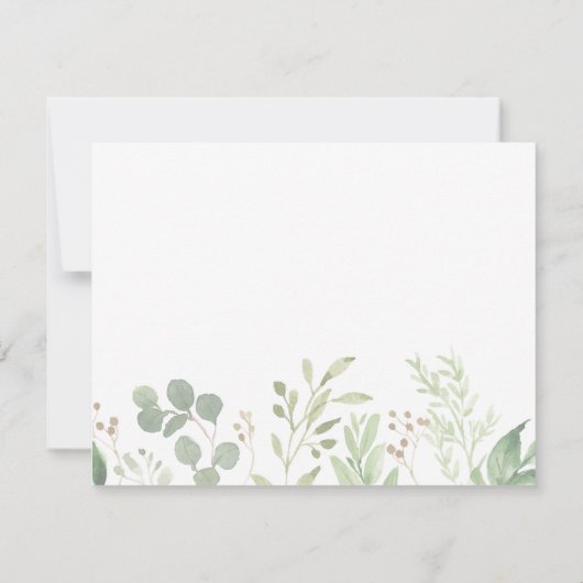 Memorial Classic Simple Greenerage Botanical Bedankkaart (Achterkant)