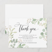 Memorial Classic Simple Greenerage Botanical Bedankkaart (Voorkant / Achterkant)