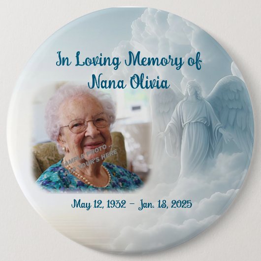 Memorial Clouds & Angel LARGE Pin Button Foto (Voorkant)
