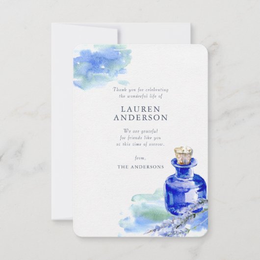 Memorial Country Rustic Lavender Floral Botanicals Bedankkaart (Voorkant)