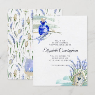Memorial Country Rustic Lavender Floral Botanicals Bedankkaart