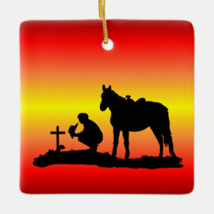 Memorial Cowboy bij Grave Silhouette Ornament