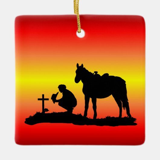 Memorial Cowboy bij Grave Silhouette Ornament (Voorkant)