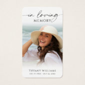 Memorial Cross Photo In Loving Memory Prayer Card Visitekaartje (Voorkant)