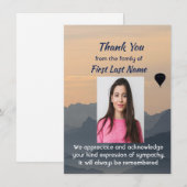 Memorial Custom Hot Air Balloon Thank you Bedankkaart (Voorkant / Achterkant)