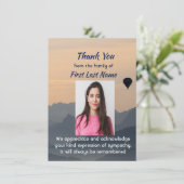 Memorial Custom Hot Air Balloon Thank you Bedankkaart (Staand voorkant)