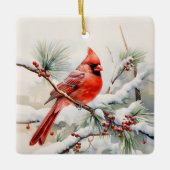 Memorial Custom Keepsake Rode Kardinaal Keramisch Ornament (Voorkant)