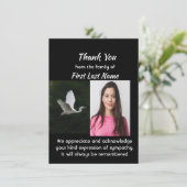 Memorial Custom White Egret Bird Thank you Bedankkaart (Staand voorkant)