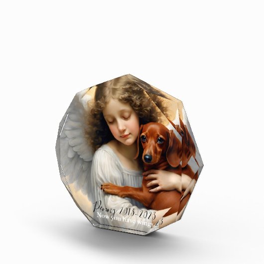 Memorial Dachshund met Angel Custom Fotoblokken (Rechts)