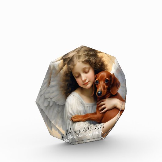 Memorial Dachshund met Angel Custom Fotoblokken (Links)
