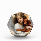 Memorial Dachshund met Angel Custom Fotoblokken (Voorkant)