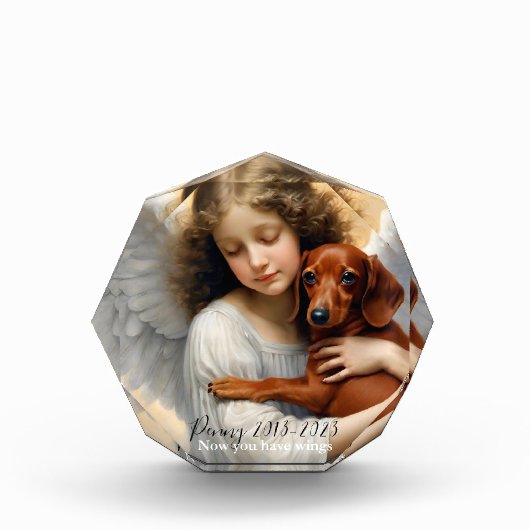 Memorial Dachshund met Angel Custom Fotoblokken (Voorkant)