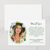 Memorial Daisy Floral Foto Sympathie Funeral Bedankkaart (Voorkant / Achterkant)