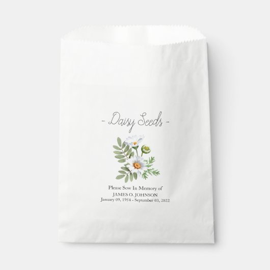 Memorial Daisy Seed begrafenis Bedankzakje (Voorkant)