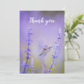 Memorial Dank je Hummingbird Lavender Kaart (Staand voorkant)