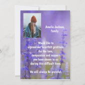 Memorial Dank je Hummingbird Lavender Kaart (Achterkant)