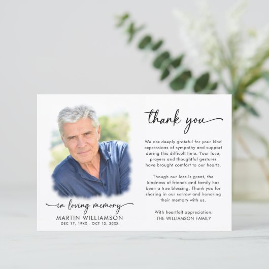 Memorial Dank u 2 foto's in liefdevolle herinnerin Bedankkaart (Staand voorkant)