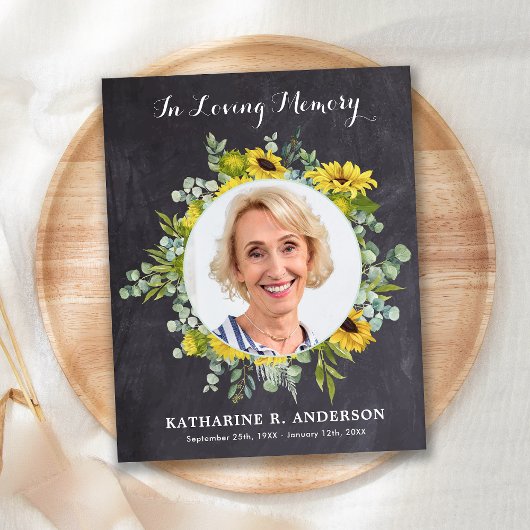 Memorial Dank u kaarten sympathie foto zonnebloeme