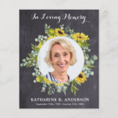 Memorial Dank u kaarten sympathie foto zonnebloeme (Voorkant)