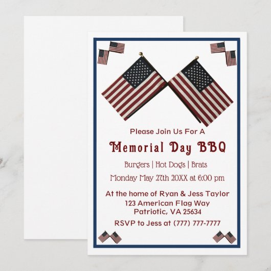 Memorial Day American Flag Kaart (Voorkant / Achterkant)