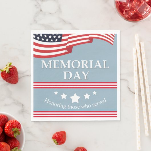 Memorial Day American Flag Typography Paper Servet (Insitu)