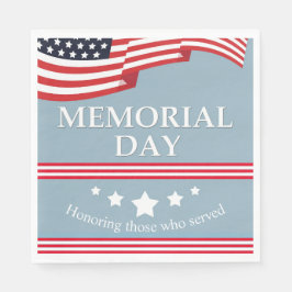 Memorial Day American Flag Typography Paper Servet