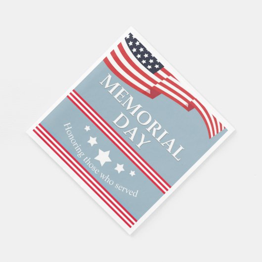 Memorial Day American Flag Typography Paper Servet (Hoek)
