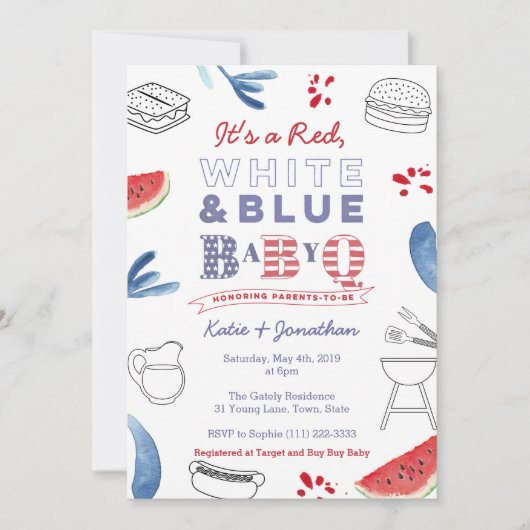 Memorial Day BabyQ Coed Baby shower Kaart (Voorkant)