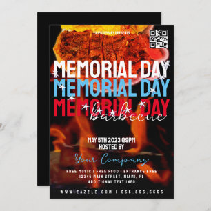 Memorial Day Barbecue Event Company Party Flyer Kaart