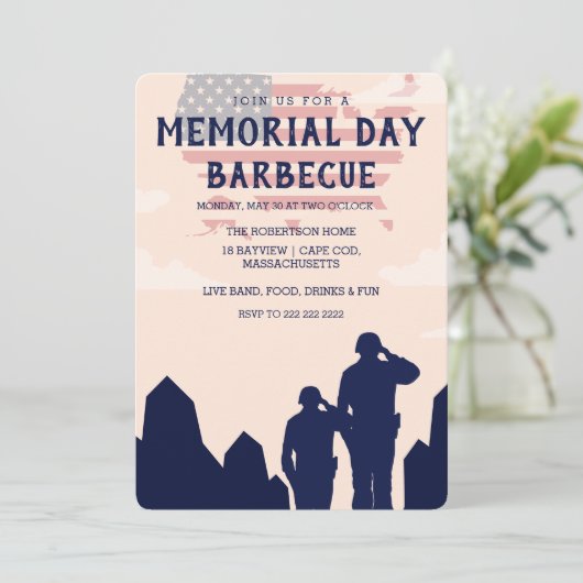 Memorial Day Barbecue Party Uitnodiging (Staand voorkant)