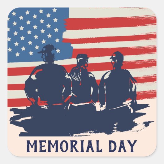 Memorial Day Barbecue Party Vierkante Sticker (Voorkant)