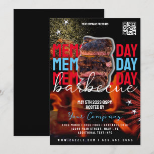 Memorial Day Barbecue Patriotic Party Flyer Kaart