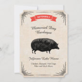 Memorial Day Barbeque BBQ Picnic Black  Pig. Kaart (Voorkant)