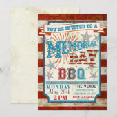 Memorial Day BBQ Cookout-uitnodigingen Kaart (Voorkant / Achterkant)