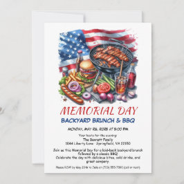 Memorial Day BBQ | Patriottische achtertuin Cookou Kaart