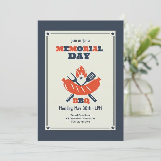 Memorial Day BBQ uitnodiging (Staand voorkant)