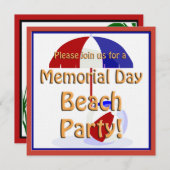 Memorial Day Beach Party nodigt uit Kaart (Voorkant / Achterkant)
