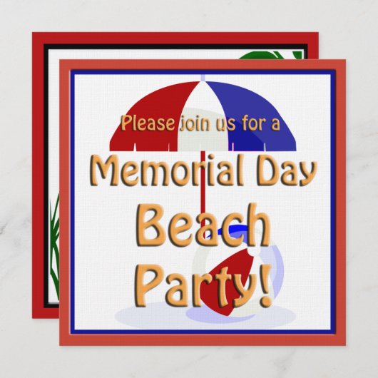 Memorial Day Beach Party nodigt uit Kaart (Voorkant / Achterkant)