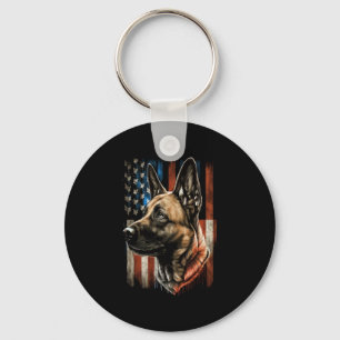 Memorial Day Belgische Malinois Amerikaanse vlag U Sleutelhanger