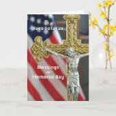 Memorial Day Blessenaars naar veteraan met kruis Kaart (Gele Bloem)