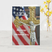 Memorial Day Blessors to Serviceman with Cross Kaart (Gele Bloem)