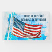 Memorial Day Blue Waterverf America Flag Spandoek (Horizontaal)