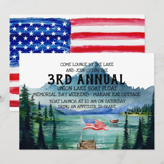 Memorial Day Boat Float | Lakeside Partij Kaart (Voorkant / Achterkant)
