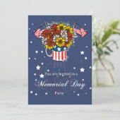 Memorial Day Card Party Invision with Flowers in Kaart (Staand voorkant)