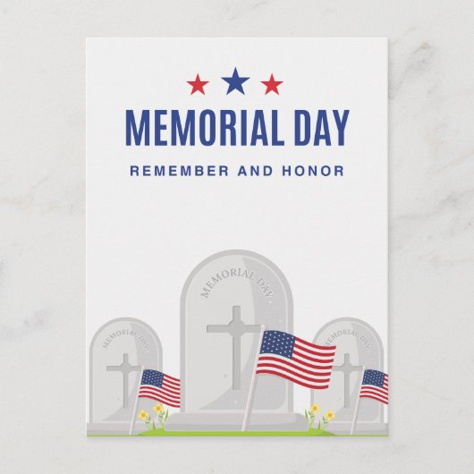 Memorial Day Cemetery Scene met vlaggen Briefkaart (Voorkant)