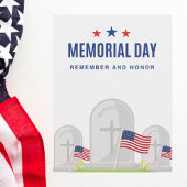 Memorial Day Cemetery Scene met vlaggen Briefkaart